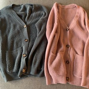 2 waffle cardigans!